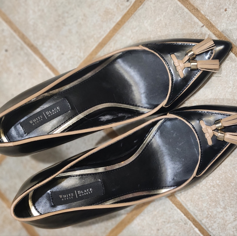 White House Black Market black & tan heels.